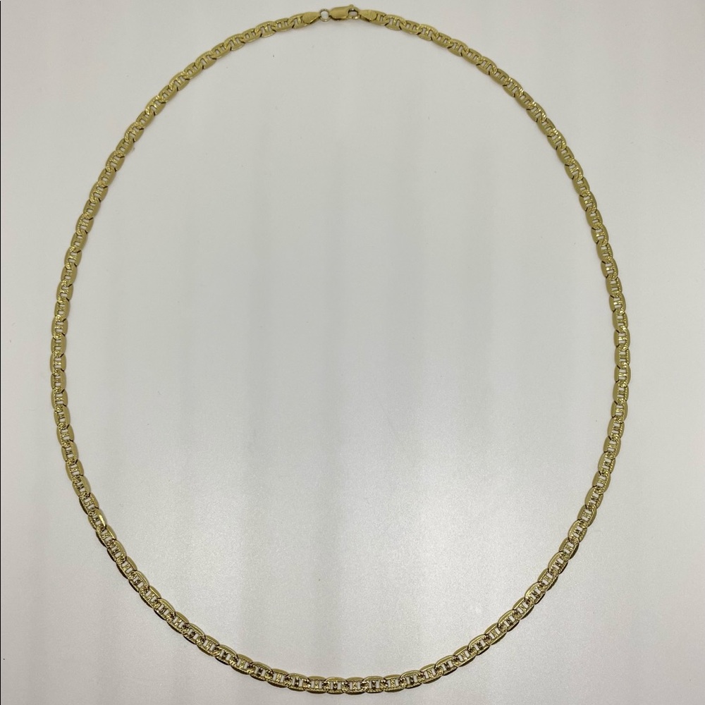 14K Solid Gold Chain Anchor Mariner Necklace 25"